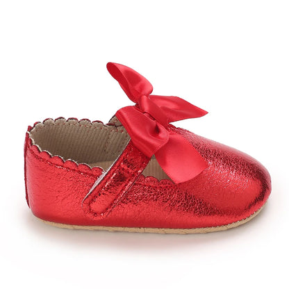 4-Color New Style Baby Girl Shoes Fashion Toddler Binyag Princess Flats Bow Soft Sole Newborn Kids Baptismal Mary Jane