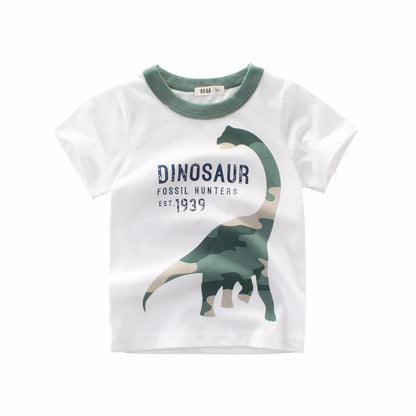 OLEKID 2025 Summer Boys T-shirts Printed Cartoon Car Children Boy Clothes 2-8 Years Kids Baby Boy Tops Short Sleeve Toddler Tees