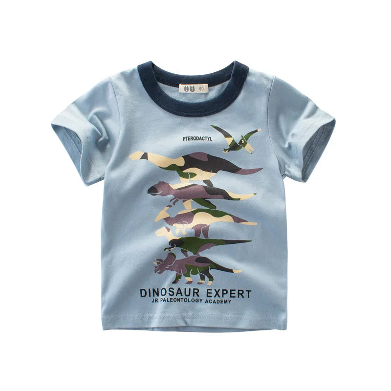 OLEKID 2025 Summer Boys T-shirts Printed Cartoon Car Children Boy Clothes 2-8 Years Kids Baby Boy Tops Short Sleeve Toddler Tees