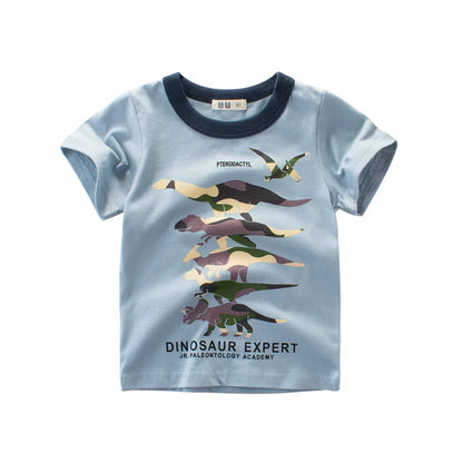 OLEKID 2025 Summer Boys T-shirts Printed Cartoon Car Children Boy Clothes 2-8 Years Kids Baby Boy Tops Short Sleeve Toddler Tees