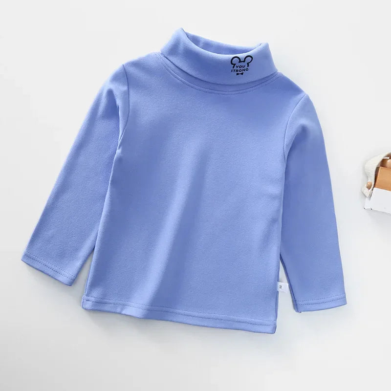Kids T-Shirts New 2024 Spring Autumn Boys Girls Kids Fashion Solid T Shirt Tops Children Turtleneck Long Sleeve Casual T-shirts