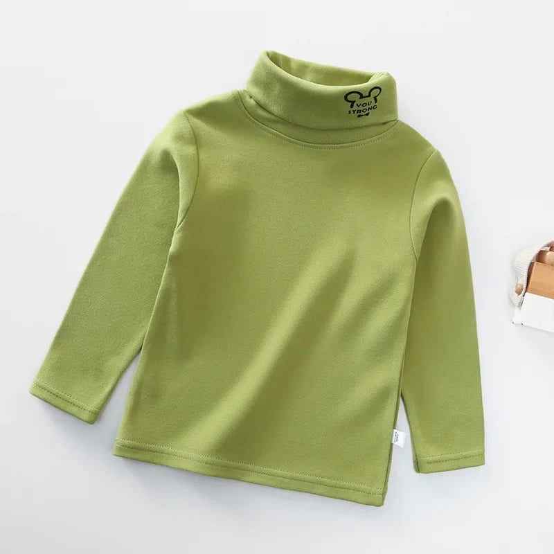 Kids T-Shirts New 2024 Spring Autumn Boys Girls Kids Fashion Solid T Shirt Tops Children Turtleneck Long Sleeve Casual T-shirts