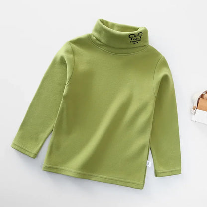Kids T-Shirts New 2024 Spring Autumn Boys Girls Kids Fashion Solid T Shirt Tops Children Turtleneck Long Sleeve Casual T-shirts