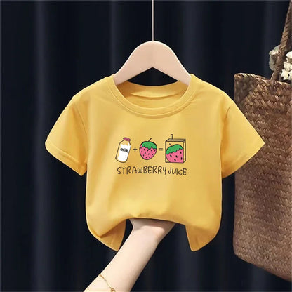 Girls' Short-sleeved T-shirts, Children's Clothes, New Summer Tops, Versatile Base Shirts Kids Clothes